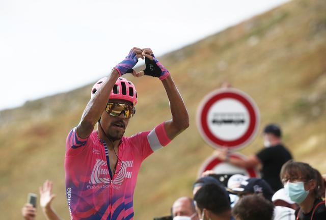 EF Pro Cycling rider Daniel Felipe Martinez of Colombia after winning stage 13. (Reuters Photo)